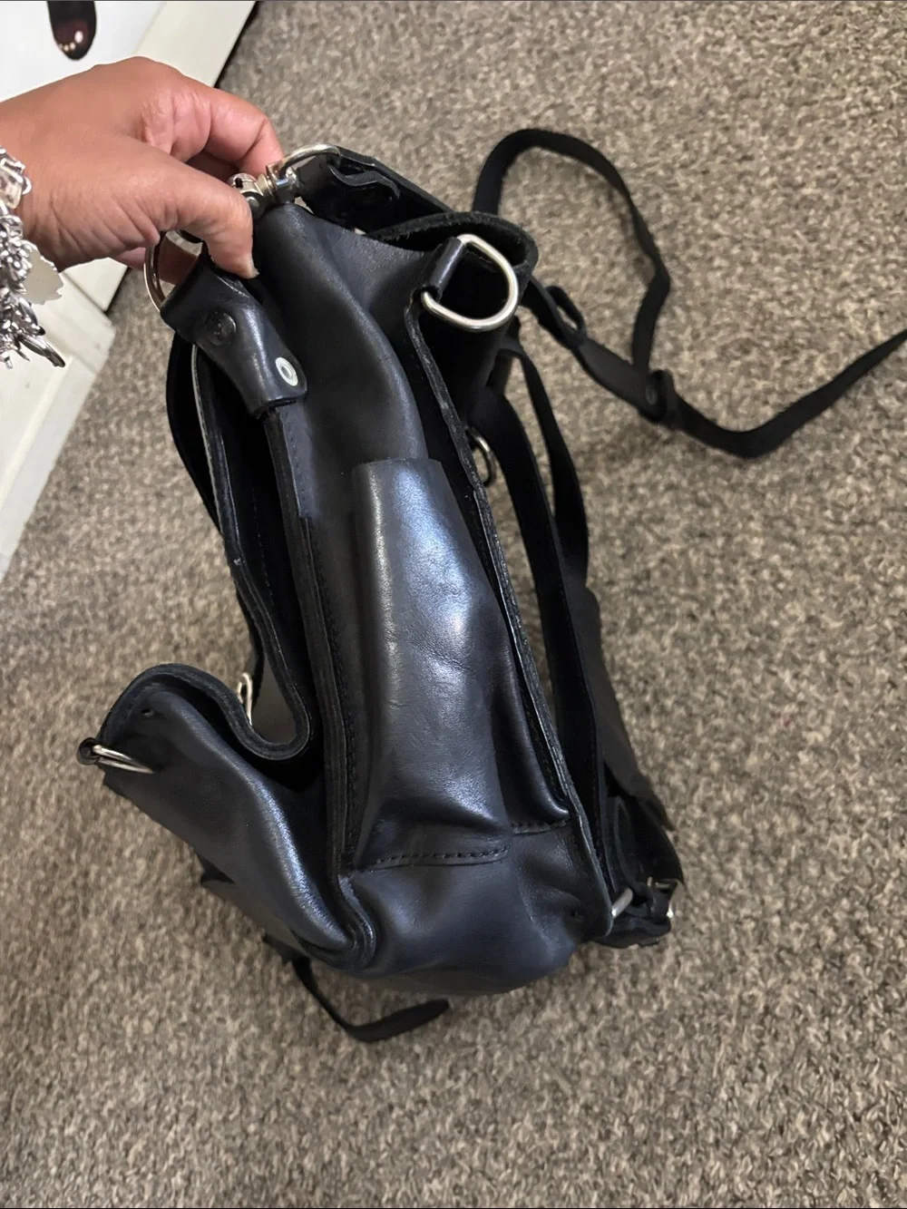 Saddleback Leather shoulder bag/ backpack THICK black Original HEAVY boho biker